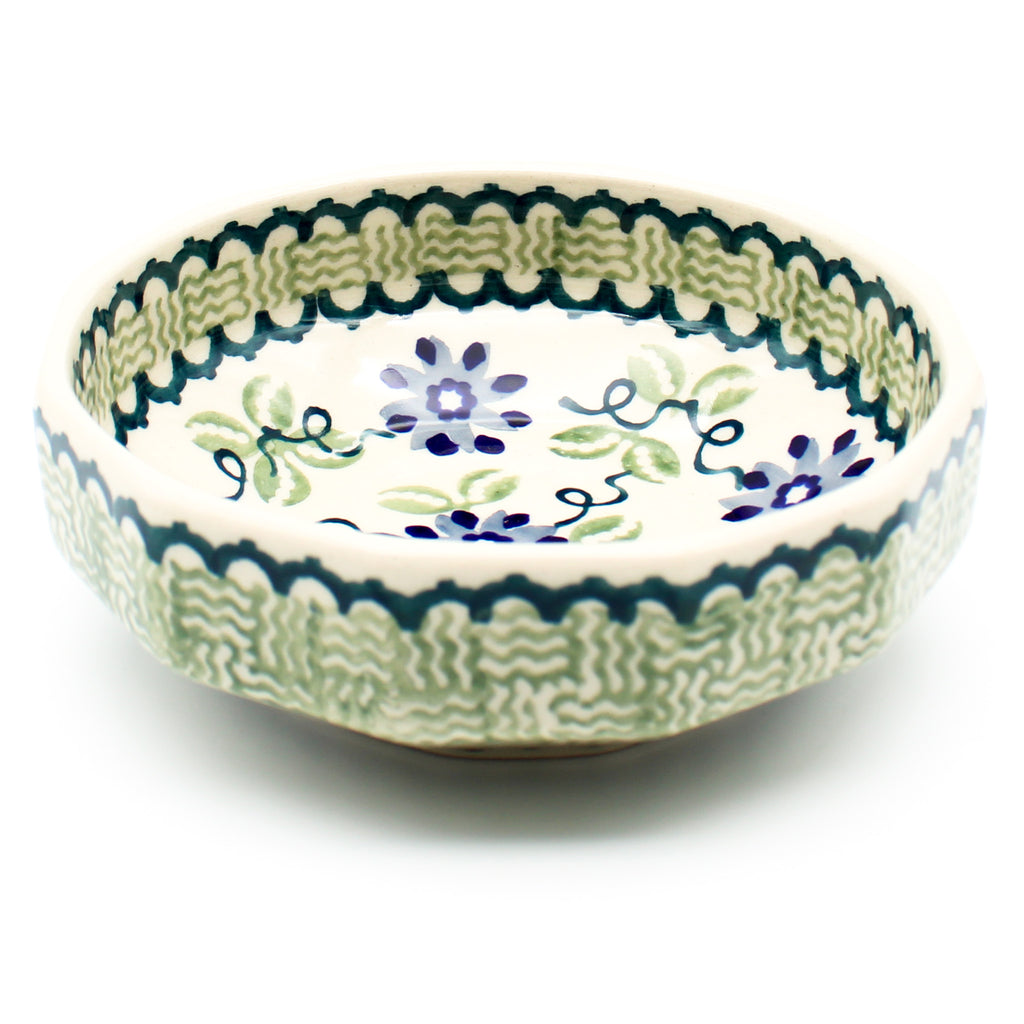 Shallow Little Bowl 12 oz in Blue & Green Flowers