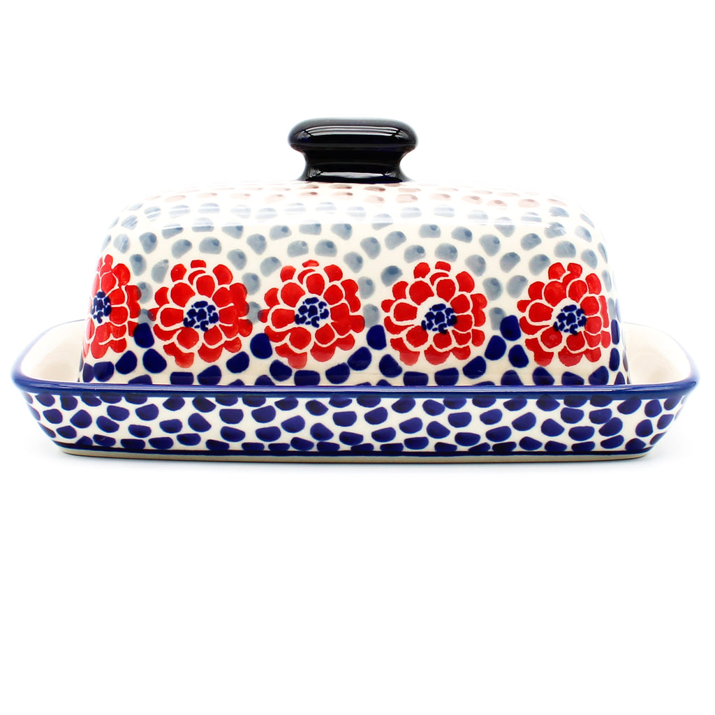 Butter Dish in Red Zinnia