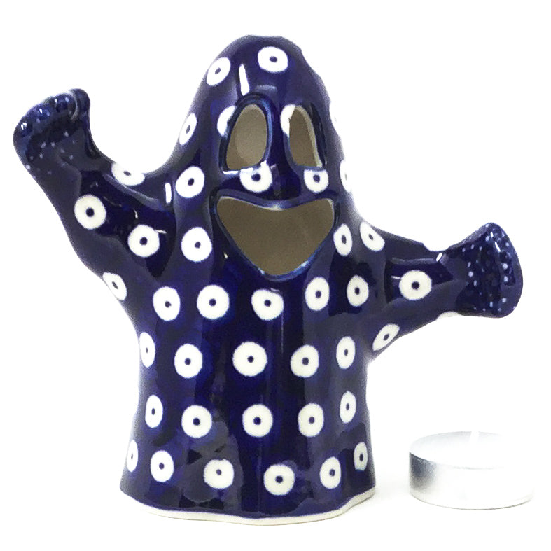 Ghost Tea Candle Holder in Blue Tradition