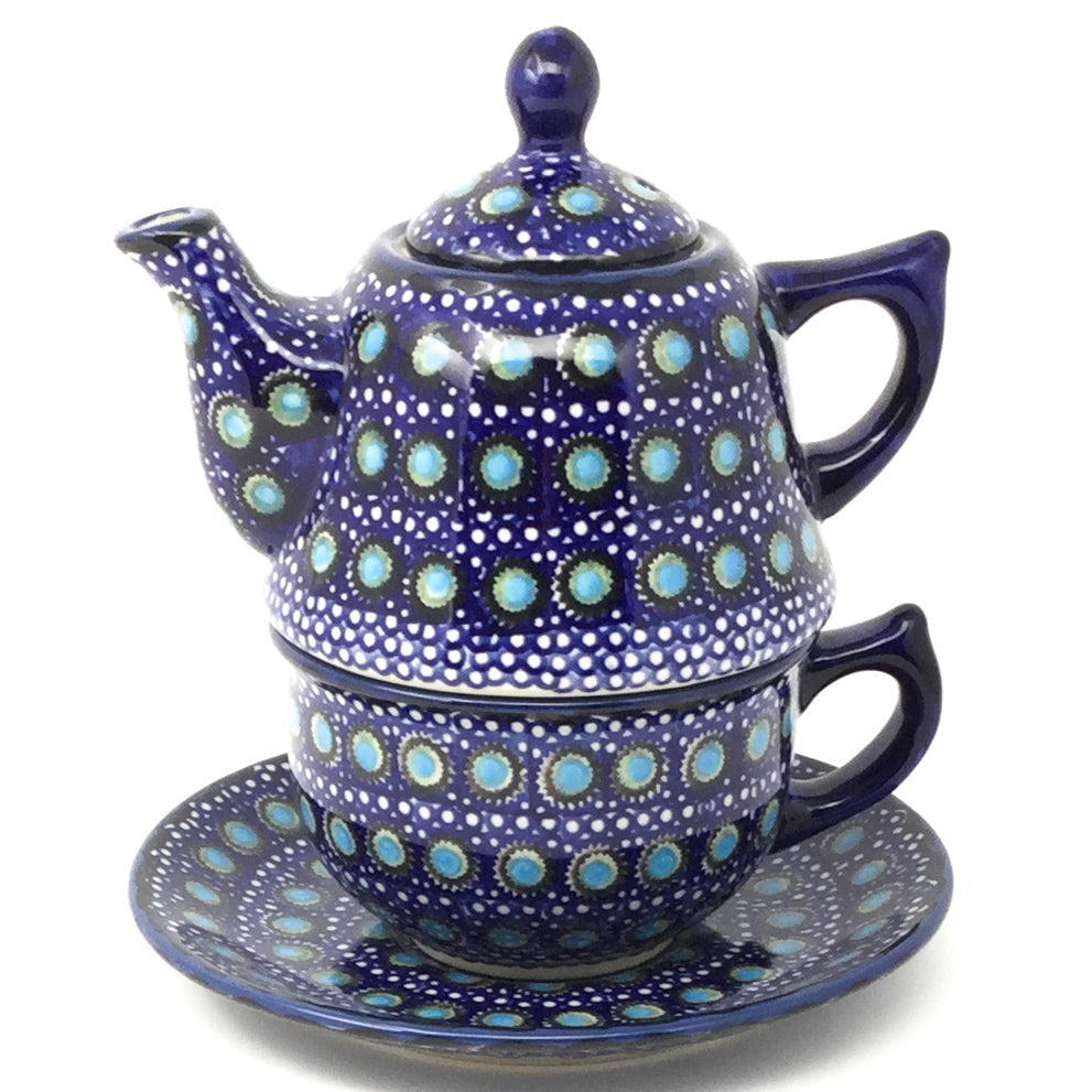 Teapot w/Cup & Saucer in Blue Moon