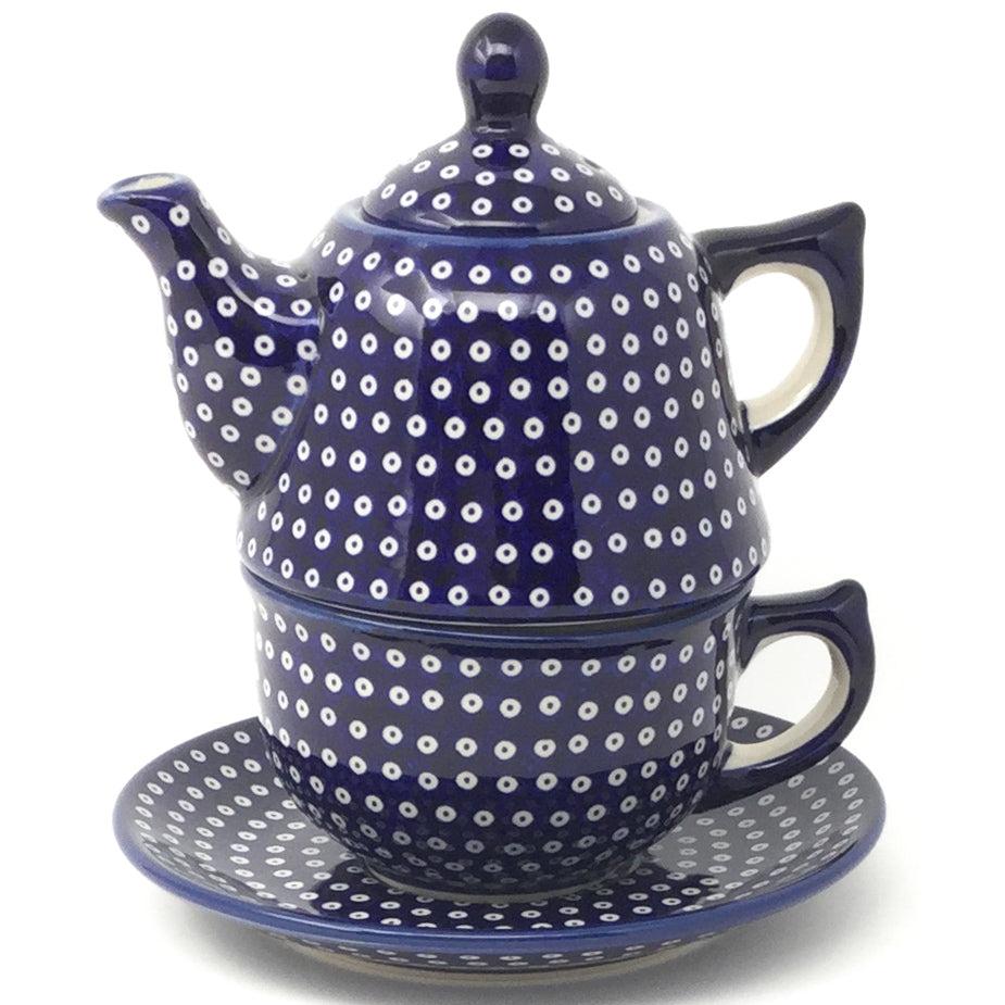 Teapot w/Cup & Saucer in Blue Elegance