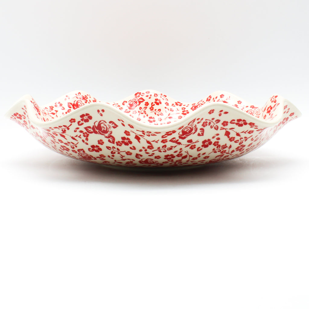 Fluted Pasta Bowl in Antique Red