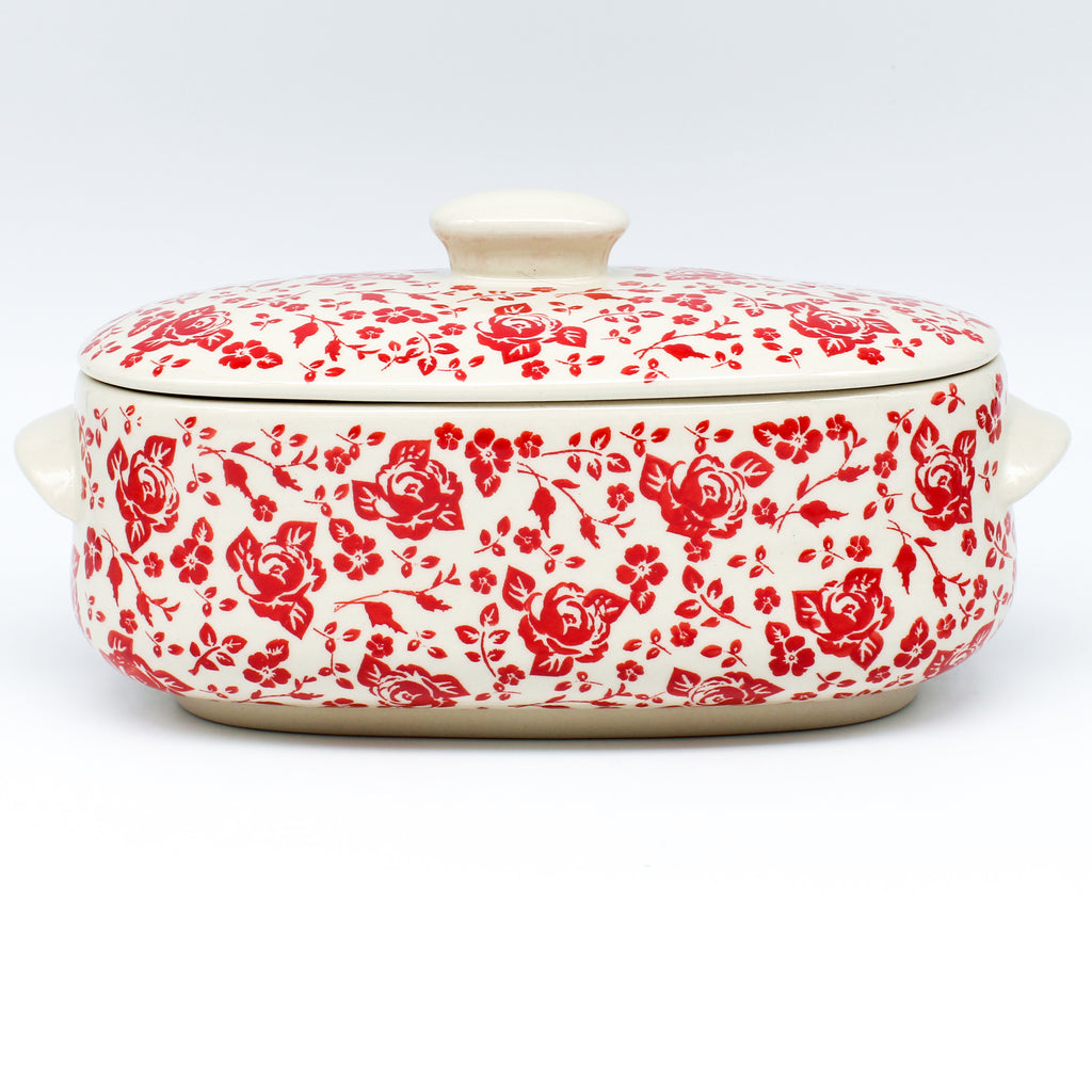 Covered Oval Baker 2 qt in Antique Red