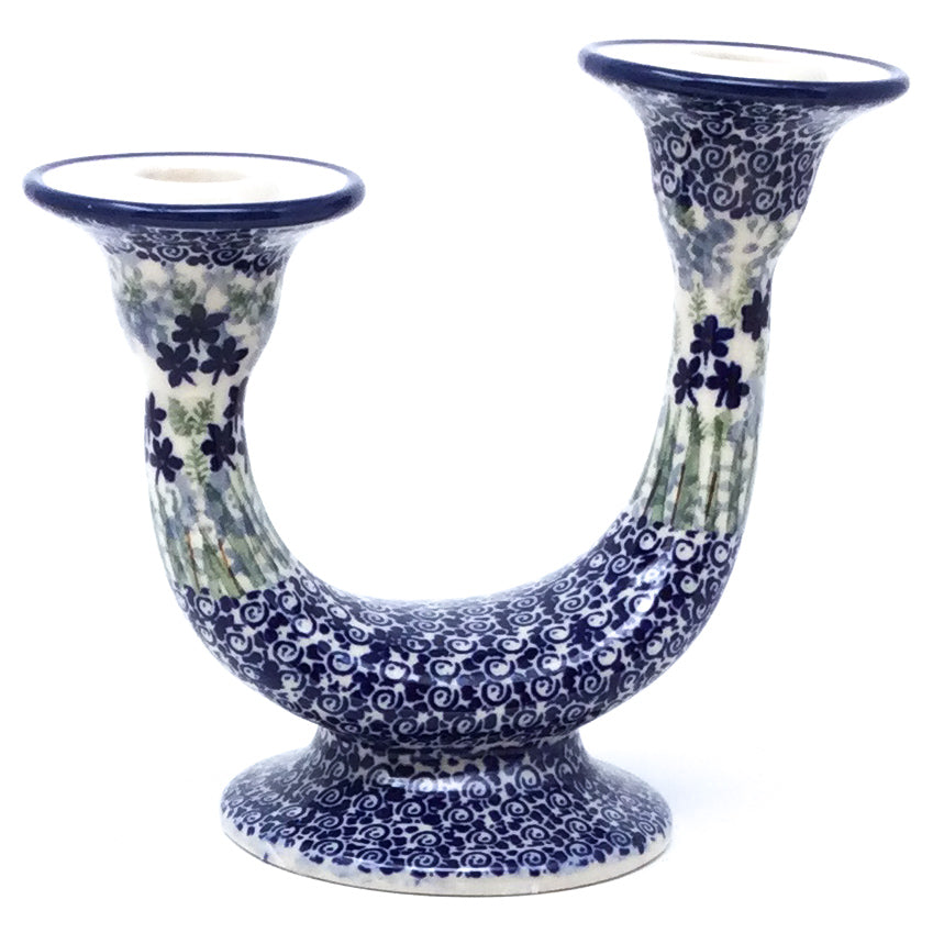 Double Candle Holder in Alpine Blue