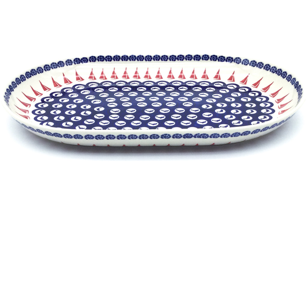 Lg Oval Platter in Red Sail