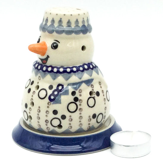 Snowman Tea Candle Holder in First Snow