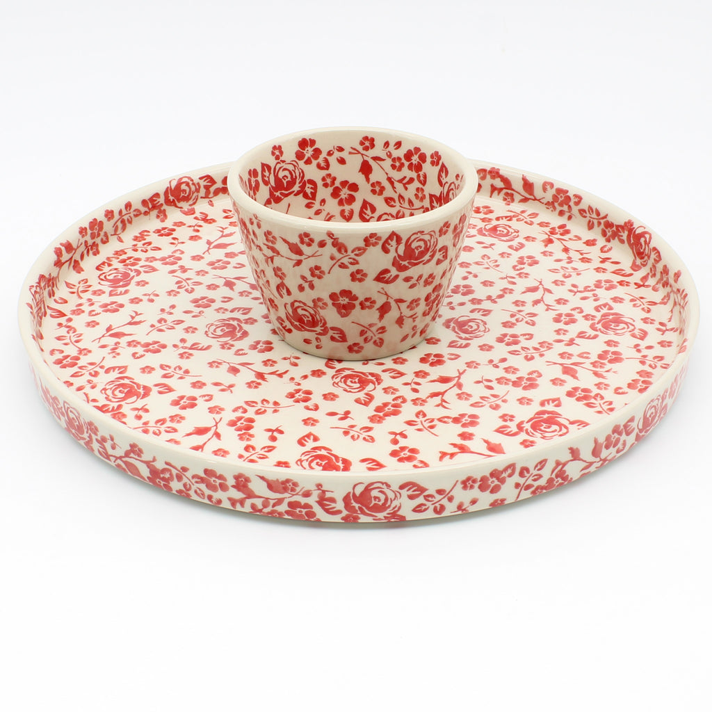 Party Platter w/Bowl in Antique Red