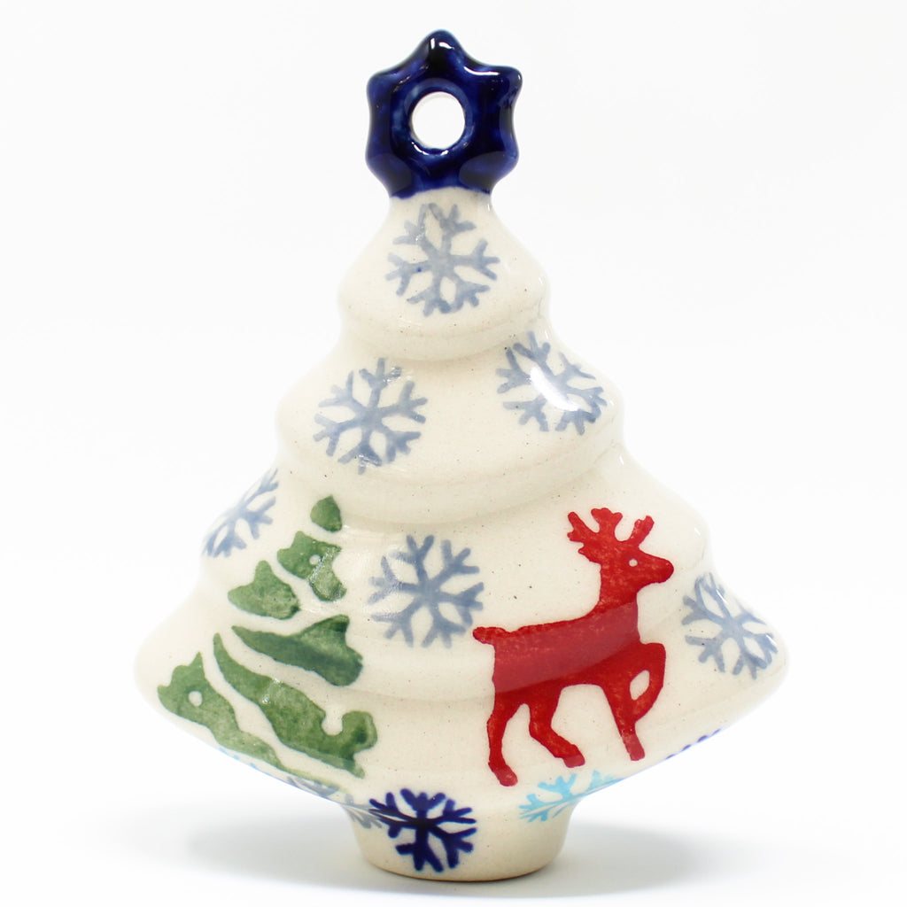 Flat Tree-Ornament in Winter Reindeer
