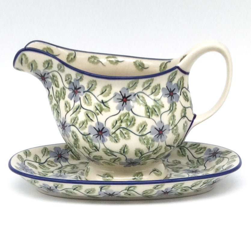 Gravy Boat w/Tray 1 qt in Blue Clematis