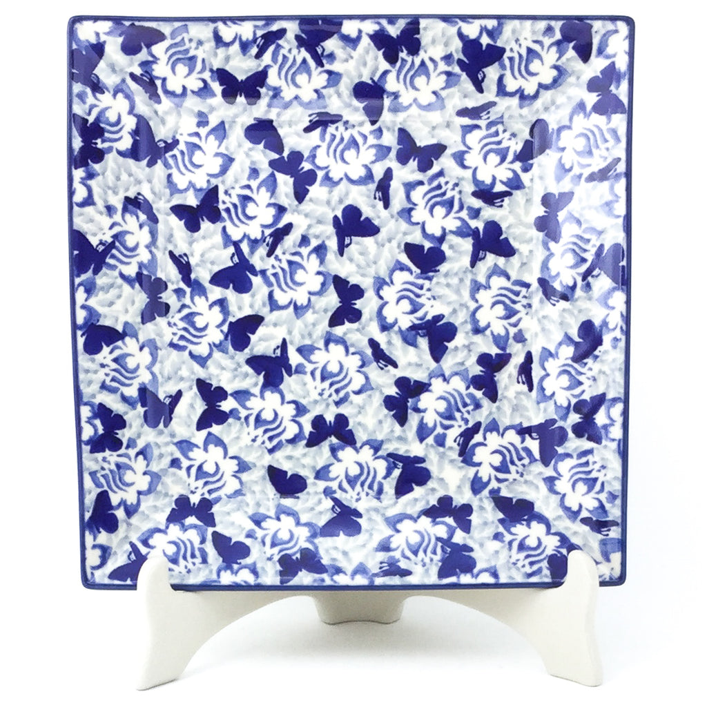 Square Dinner Plate in Blue Butterfly