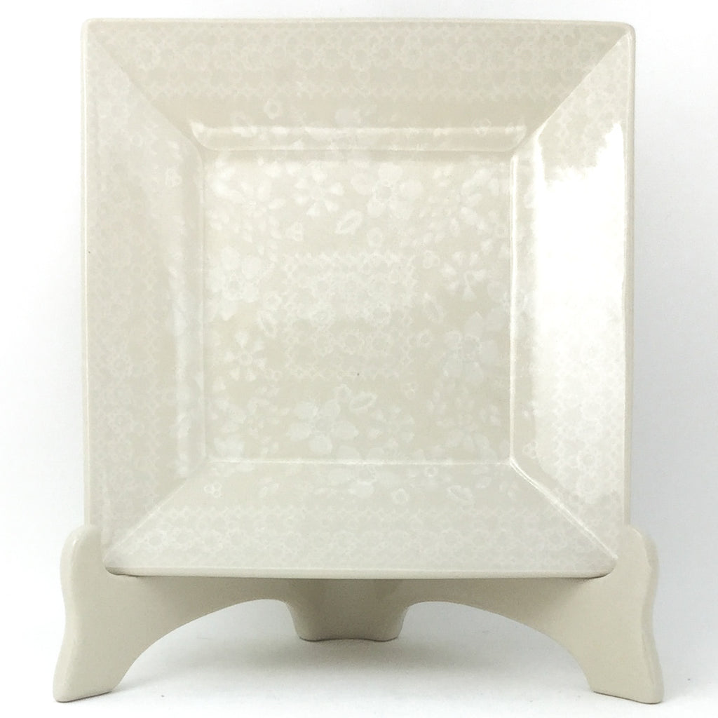 Square Luncheon Plate in White on White