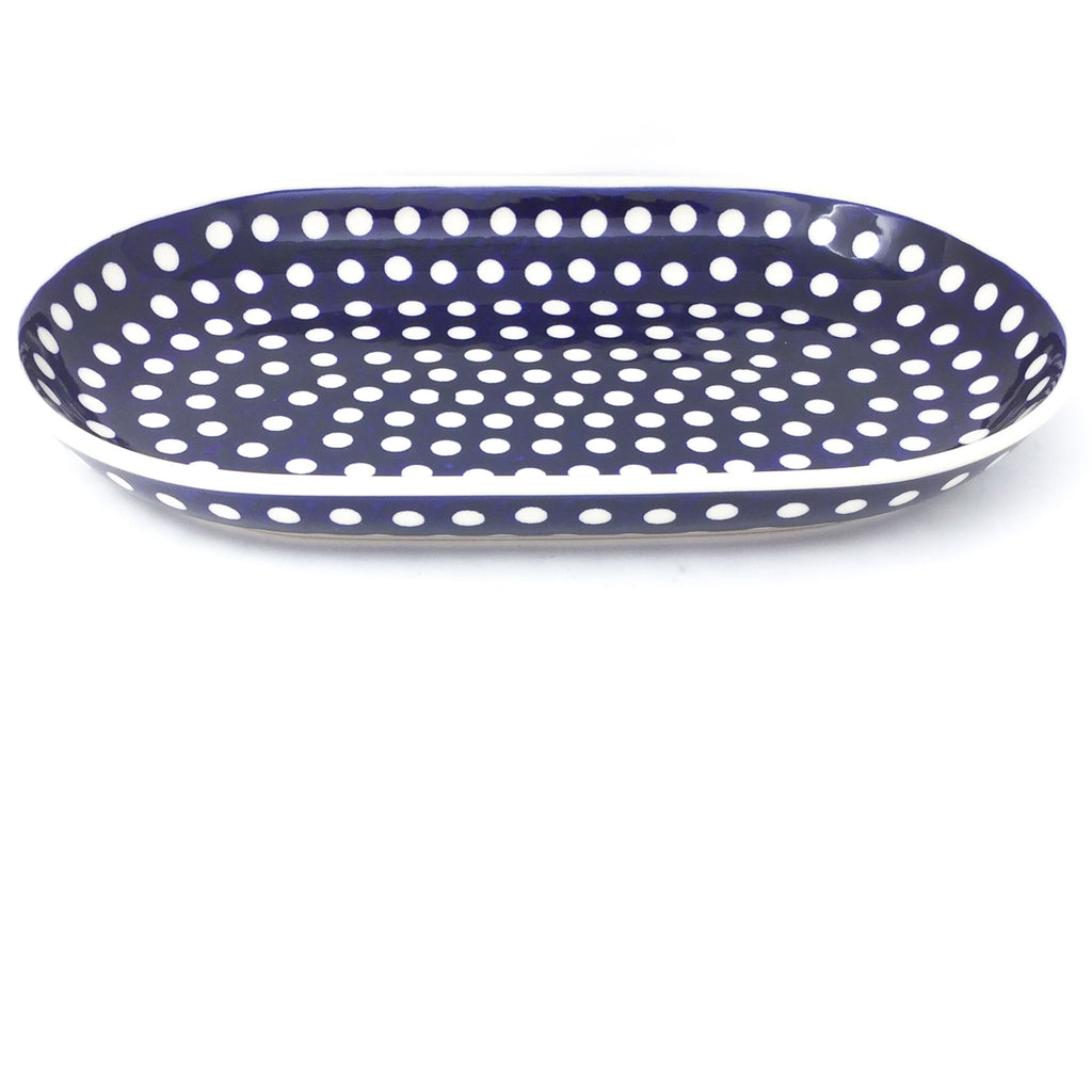 Md Oval Platter in White Polka-Dot