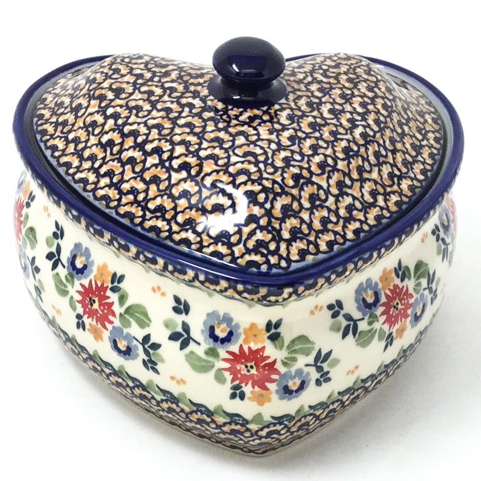 Polish Pottery Heart Covered Server 2 qt in Late Spring Late Spring