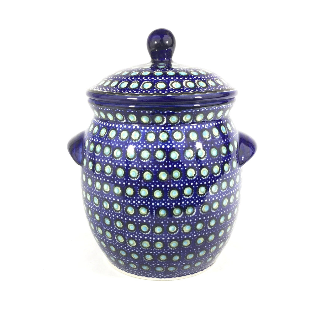 Polish Pottery Lg Canister w/Handles in Blue Moon Blue Moon